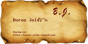 Boros Jolán névjegykártya