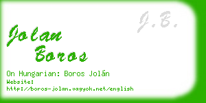 jolan boros business card