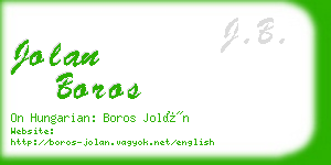 jolan boros business card